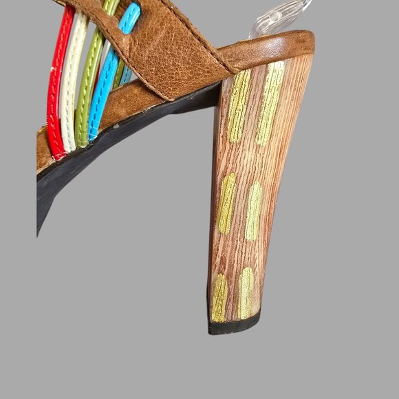 Naughty Monkey 4" Heel Multi Colored Strappy Buckle Sandals Women Size 8.5 - Picture 6 of 13